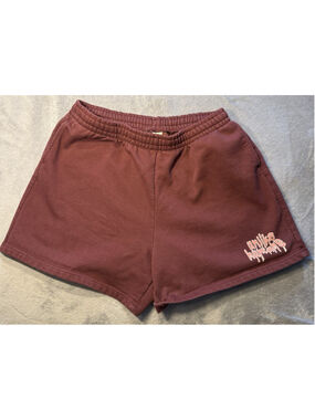 Unlike Humans Women Maroon Shorts Size XL Streetwear Logo Casual Cotton Shorts